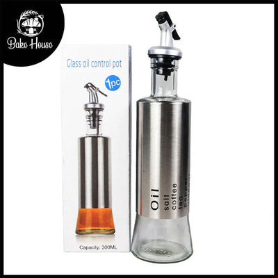 300ml Glass Oil Control Pot Bottle with Steel Covered Body